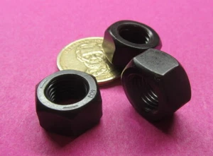Grade 5 Steel Black Oxide Hex Nut, RH, 7/16"-20 x 3/8" Height. - 25 Pcs - Picture 1 of 10