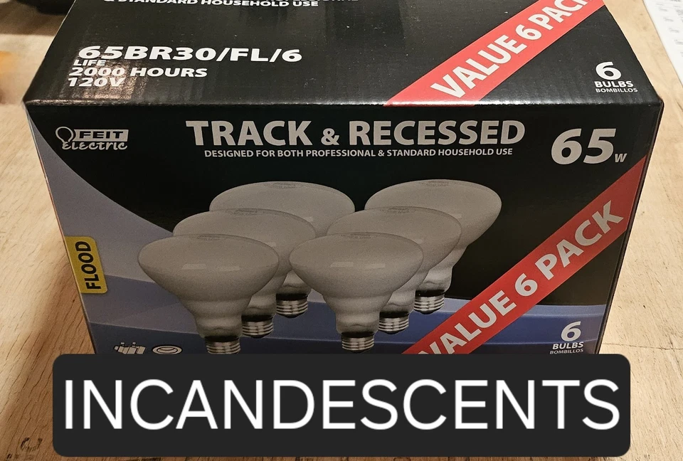 Feit BR 30 65W Indoor Flood Light Bulbs White Pack of 6 - Image 1 of 4