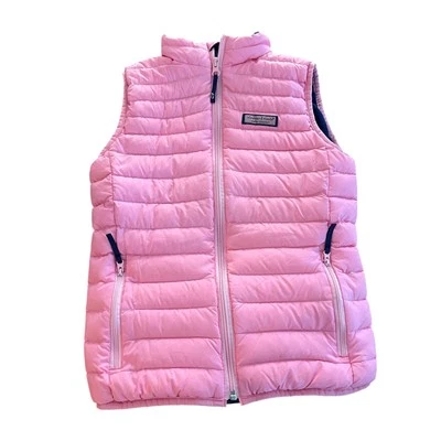 Vineyard Vines Girls Pink Full Zip Down Puffer Vest. Fleece Lined-Size Medium - Image 1 of 4