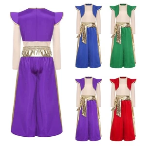 Boys Arabian Prince Lamp Elf Cosplay Long Sleeve Tops Metallic Harem Pants Set - Picture 1 of 60