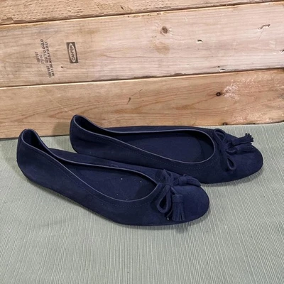 Crocs Triple Comfort Azul Marino Gamuza Ballet Pisos Talla 10 W Detalle Borla Trabajo Pisos Foto 1 de 4