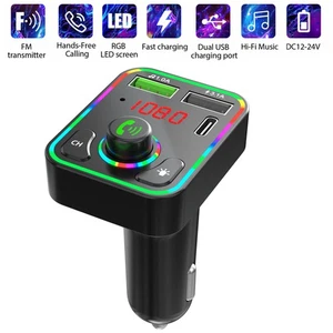 12-24V 2-USB Car Charger Bluetooth 5.0 FM Transmitter Radio MP3 Player Hand-Free - Picture 1 of 12