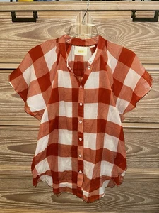 Maeve by Anthropologie orange & weiß Buffalo kariert Flatterärmel Größe XS - Bild 1 von 4
