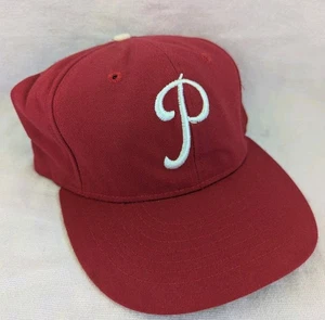 Philadelphia Phillies VTG Roman Fitted Hat Sz 7 1/4 Cooperstown MLB Red USA Made - Picture 1 of 6