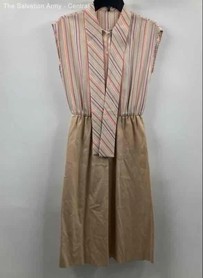 Vintage Womens Multicolor Striped Sleeveless Pleated Fit & Flare Dress Size 8 - Image 1 of 4