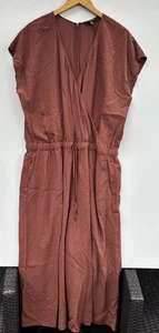 Mono Eileen Fisher Grande Terracota Rosa Pierna Ancha Cordón Recortado - Imagen 1 de 4