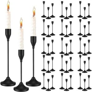 45 Stück Kerzenständerhalter 3 Größen Spitzkerzenhalter, schwarz Metall, 6,5" 8" 9" - Bild 1 von 9