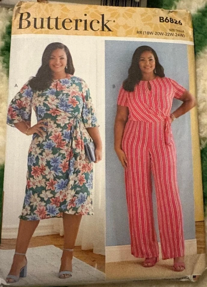 Butterick 6826 Dress and Jumpsuit Women's size 18w-24w Sewing Pattern Uncut - Image 1 of 1