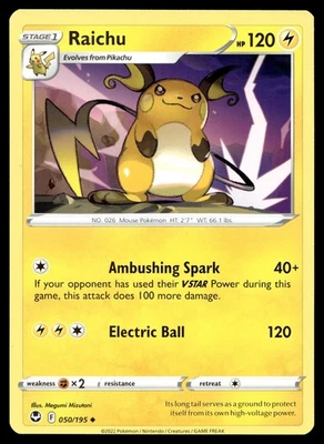 Raichu - Pokemon 2022 - Silver Tempest - 050/195  - Image 1 of 2