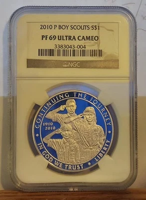 2010 P Boy Scouts Commemorative Silver Dollar NGC PF69 ULTRA CAMEO - Image 1 of 4