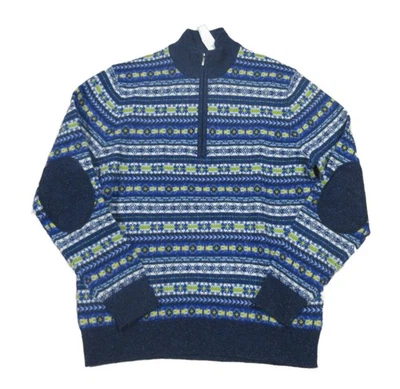 Brooks Brothers Men's Blue Multi Fair Isle Pattern 1/2 Zip Pullover Sweater - Image 1 of 3