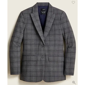 J.Crew Womens 4 Sommerset Blazer Plaid Gray Tollegno 1900 Italian Stretch Wool - Picture 1 of 14