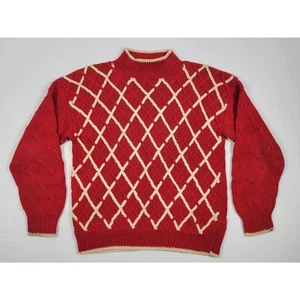 Vintage Nordstrom Town Square Red Heavy Knit Sweater Christmas Mens Large - Picture 1 of 12