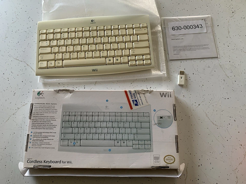 Logitech Nintendo Wii беспроводная беспроводная клавиатура с ключом - проверено и работает - Изображение 1 из 4
