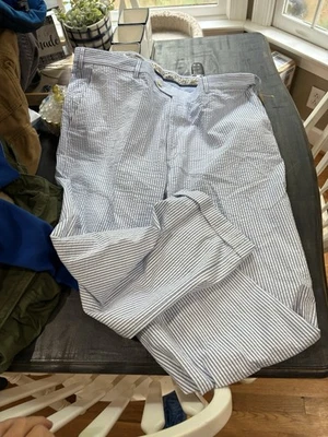 Country Club Prep Pants Mens 44 29 30 Blue White Seersucker Stripe Cotton - Image 1 of 4
