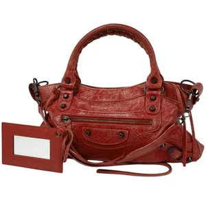 BALENCIAGA The First Hand Bag 2WAY Shoulder Bag Hand Bag leather Red 103208 ... - Picture 1 of 12