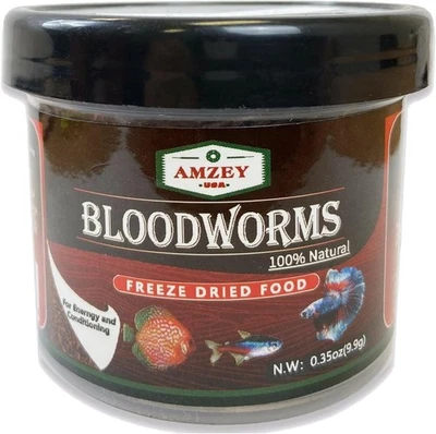 Amzey Blood Worms 0.35oz -100% Natural Freeze Dried Blood Worms - Aquarium Fish