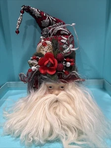 VTG Santa Ceramic Head Ornaments Christmas Decor Fuzzy Beard Father Time  - Picture 1 of 8
