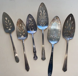 Vintage Rogers Slotted Pie/Cake Servers (6) - Silver Plate - Picture 1 of 2