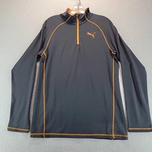 Puma Youth Size XL 1/4 Zip Pullover Shirt Gray/Orange Sports Activewear - Picture 1 of 13