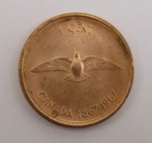 1967 CANADIAN 1c. ERROR - DOUBLE DATE, GRADE FOR YOURSELF - Bild 1 von 3