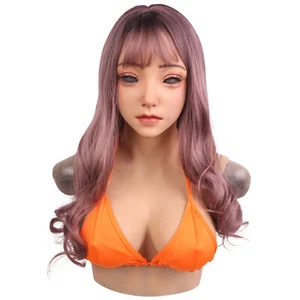 Realistic Pretty Girl Silicone mask with Breast forms E cup Cosplay Drag Queen - Picture 1 of 10