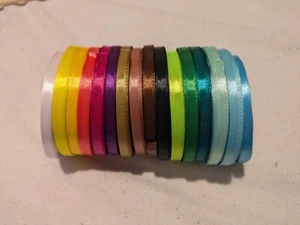 Fabric Ribbon Silk Satin width = 0.6 cm / 0.24 inch - Picture 1 of 19