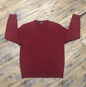 Bonobos Extra Fine Merino Wool Sweater Standard Fit V-Neck Red Mens Size Large - Picture 1 of 6