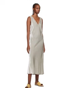 Vestido Vince Gris Acanalado Midi Terciopelo en Plata XL NUEVO CON ETIQUETAS $595 - Imagen 1 de 8