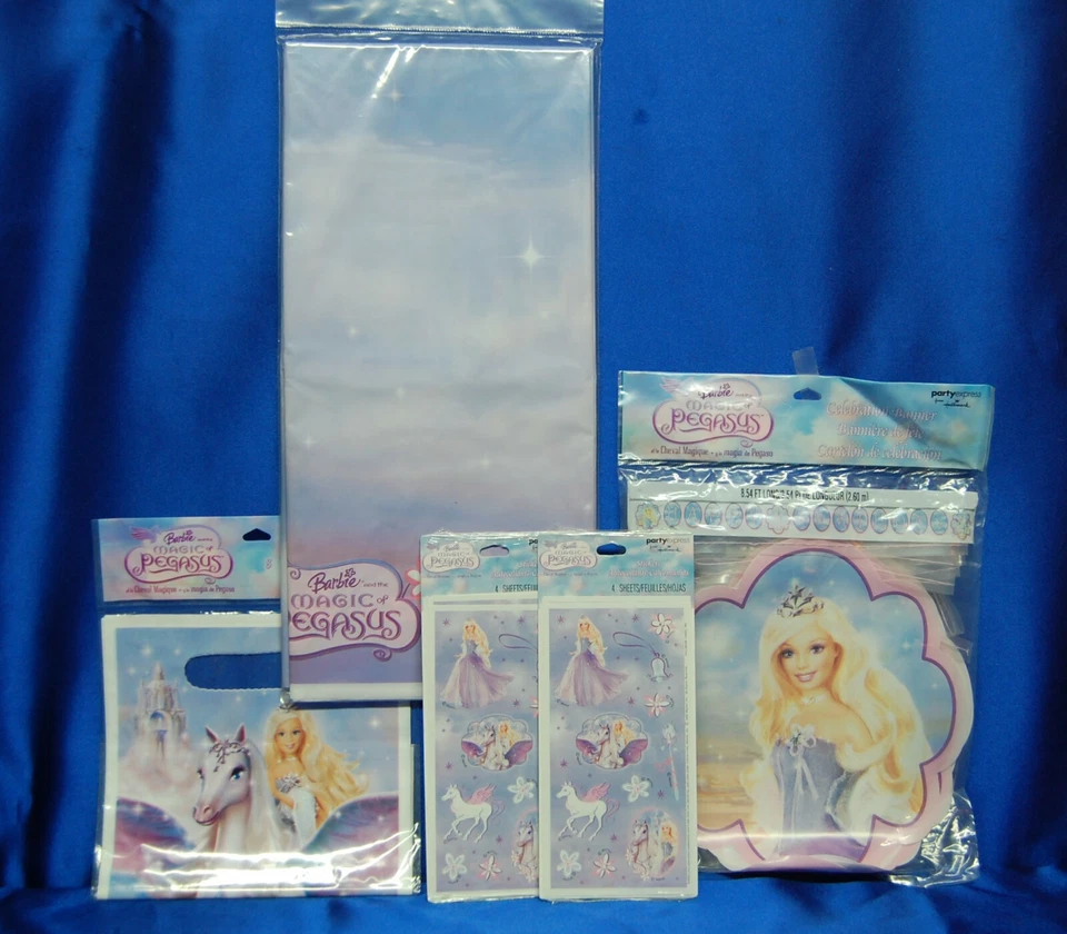 Barbie Magic of Pegasus Party Set # 6 or 7 Stickers Banner Tablecover Loot Bags - Image 1 of 1