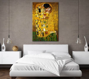 LARGE GISTAV KLIMT CANVAS WALL ART BEAUTIFUL YELLOW PICTURE STUNNING NEW PRINT - Picture 1 of 2