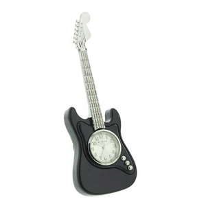 Standing Black Guitar Novelty Collectors Miniature Clock - Picture 1 of 1