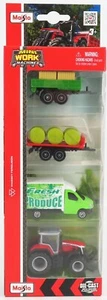 🇬🇧Maisto Mini Work Machines Massey Ferguson Tractor Trailers Diecast Toys - Picture 1 of 15