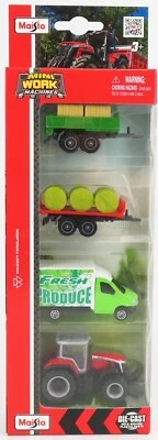 🇬🇧Maisto Mini Work Machines Massey Ferguson Tractor Trailers Diecast Toys - Image 1 of 4