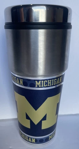 Michigan Wolverines 16 oz. Metal Tumbler With Stickers Cover