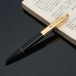 Classic Hero 616 Fountain Pens Gold Cap Black Barrel Hooded Nib Fine Ideal Write - Picture 1 of 8