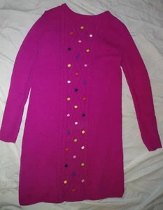 GYMBOREE VINTAGE GIRLS PINK LONG SWEATER MULTI POMPOMS SIZE 10 CUTE!! - Picture 1 of 1