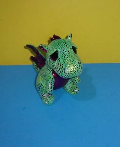 Peluche pequeño 6" TY Beanie Boos CINDER the Green Sparkle Dragon Glitter Eyes Frijol - Imagen 1 de 3