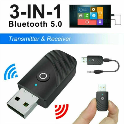 3in1 Bluetooth 5.0 Audio Transmitter Receiver USB Adapter for TV PC AUX Speaker - Image 1 of 4