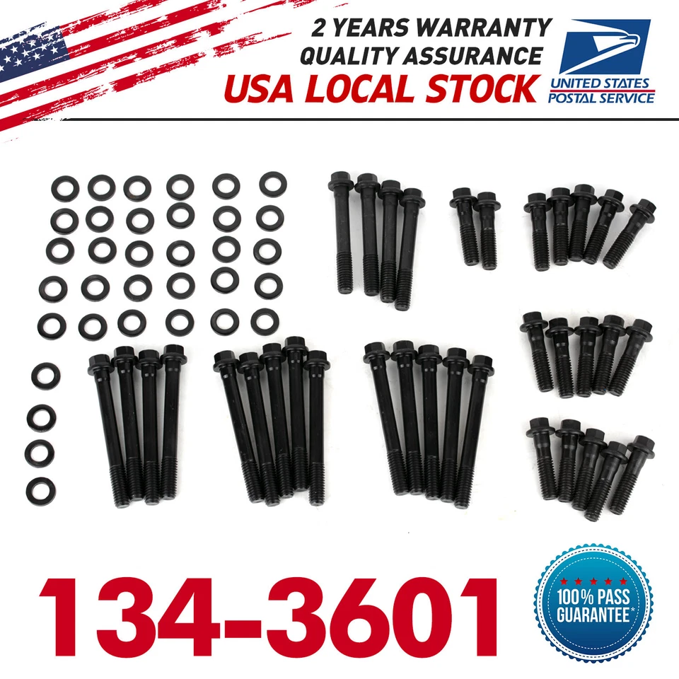 672036001742 Kit de pernos de cabeza hexagonal de cilindro de bloque pequeño para Chevy 6 puntos SBC Foto 1 de 4