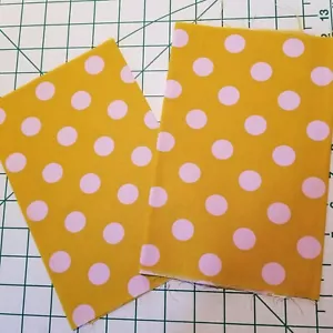 2-FAT 8ths TULA PINK Pom Pom PWTP118 Gold Pink Dots 9" x 21" 100% COTTON - Picture 1 of 5