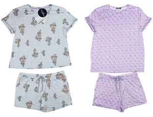 Conjunto de 2 piezas de pijama para mujer Roudelain Cozyluxe estampado camiseta y pantalones cortos nuevo con etiquetas - Imagen 1 de 13