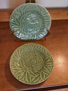 (2) BORDALLO PINHEIRO VERDE - CENTROS FRUTALES 8" - PLATOS ENSALADA - PORTUGAL - Imagen 1 de 5
