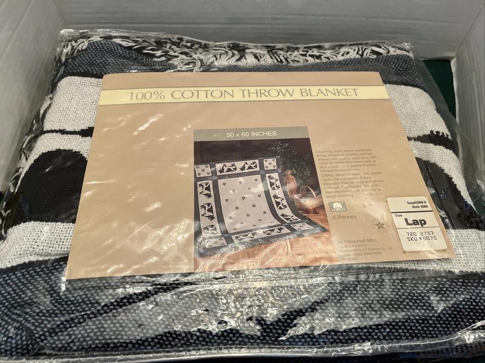 NEW Vintage Guernsey Cow Cotton Woven Tapestry Throw Blanket US FIELDCREST MILLS - Image 1 of 4