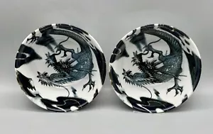 Juego de 2 cuencos de sopa de arroz de porcelana de dragón volador japonés Fuku-Ryu Japón 5 3/4" - Imagen 1 de 9