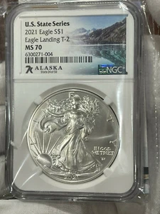 7K ALASKA State Series MS70 coin 2021 T-2 NGC SILVER EAGLE LOC1* - Picture 1 of 3