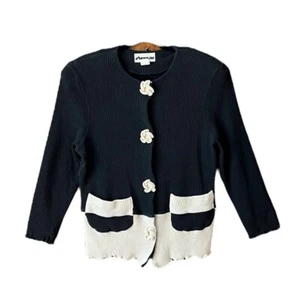 Vintage 70’s Pullover Strickjacke mit verdecktem Druckknopfverschluss Damen Gr. Medium - Bild 1 von 3