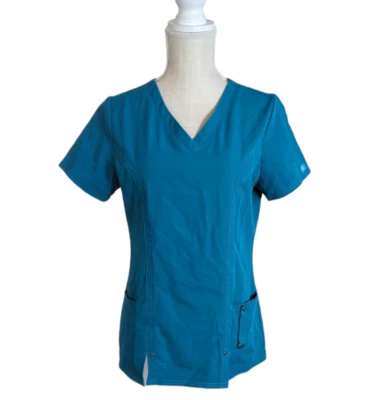 Camiseta Médica DICKIES Xtreme Elástica Verde Azulado Uniforme Cuello en V Talla Pequeña Foto 1 de 4