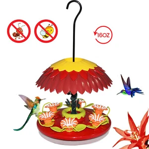 Hummingbird Feeder 16 oz with Ant Moat & 6 Feeding Ports for Outdoors Hanging - Picture 1 of 7