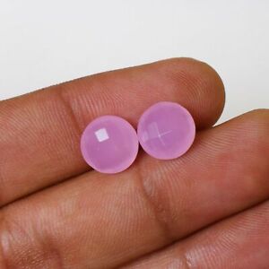 7 Carat Pink Chalcedony Faceted Round Briolette 10 MM Loose Gemstone Pair